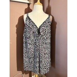 Avenue Tank Top Womens Size 26/28 Geometric Sleeveless Blouse Chiffon